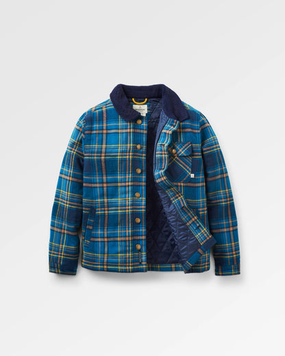 Falcon Organic Cotton Jacket - Tidal Blue Check  - Flatlay