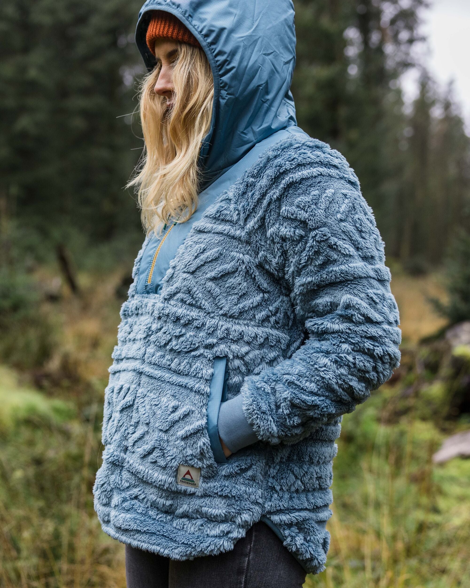 Holistic Sherpa Hooded Fleece - Washed Blue - Lifestyle