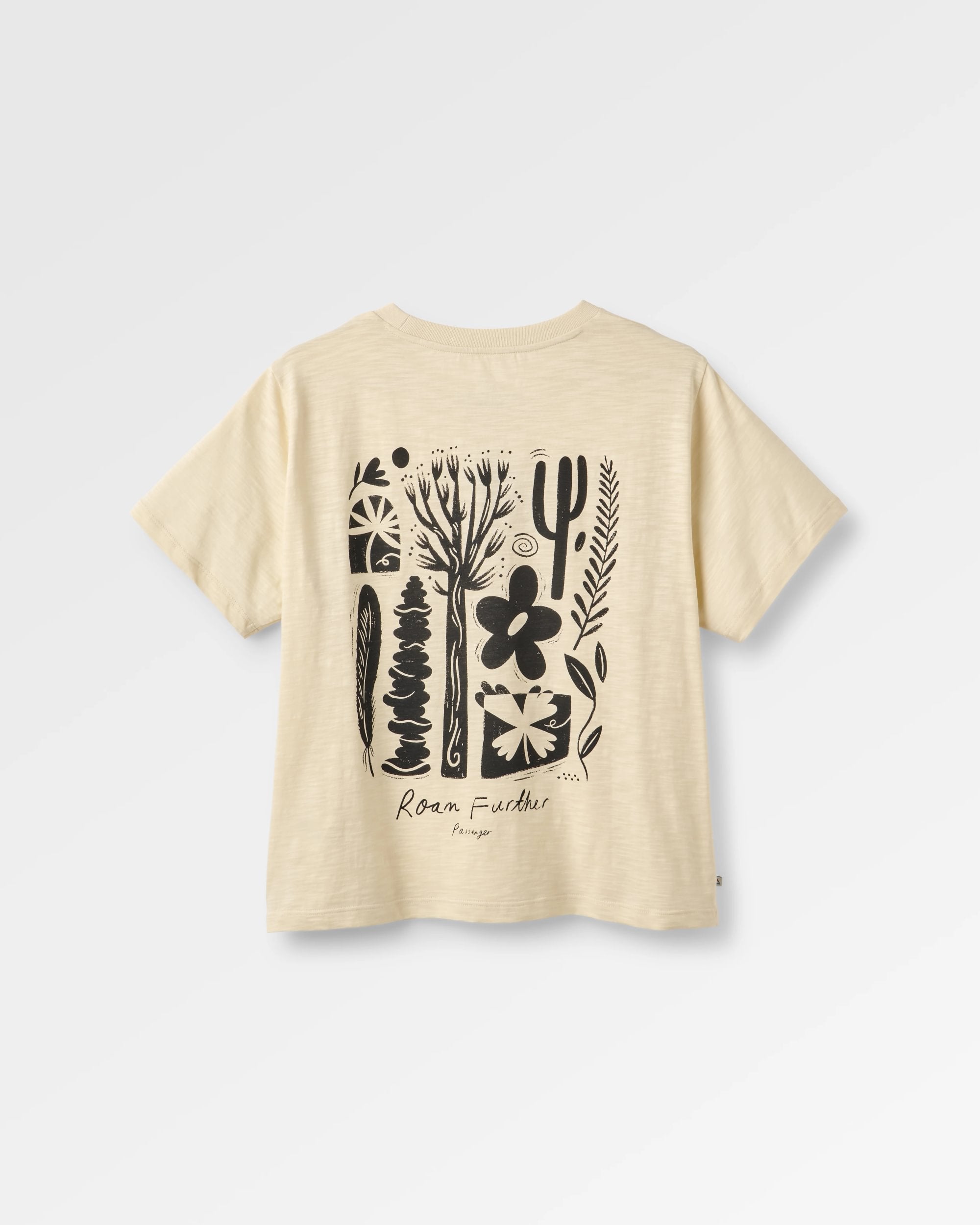 Womens Roam Further T-shirt - Birch - Flatlay