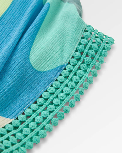 Clarity Short Skort Dress - Vista Patchwork Aqua - Flatlay