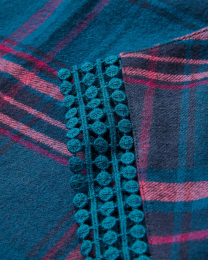 Flurry Woven Top - Tidal Blue/Wild Berry Check  - Flatlay