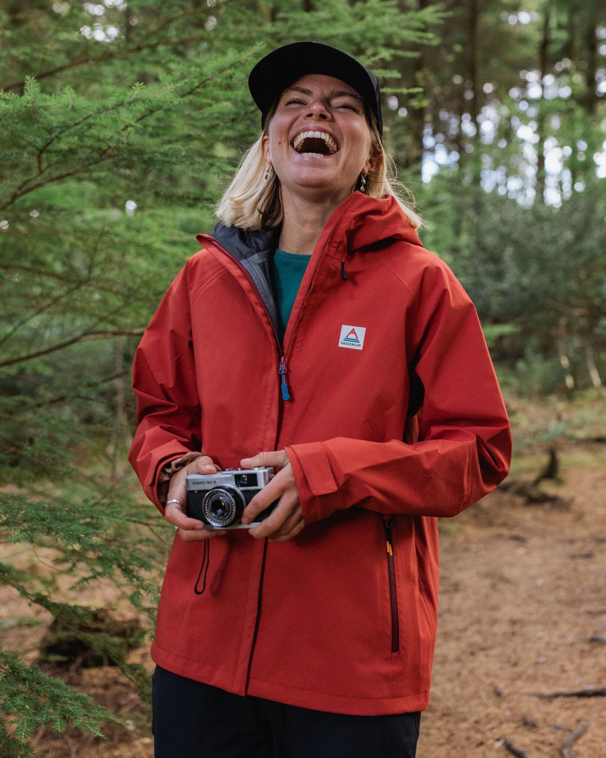 Five Element Recycled Waterproof Jacket - Red Ochre - Lifestyle