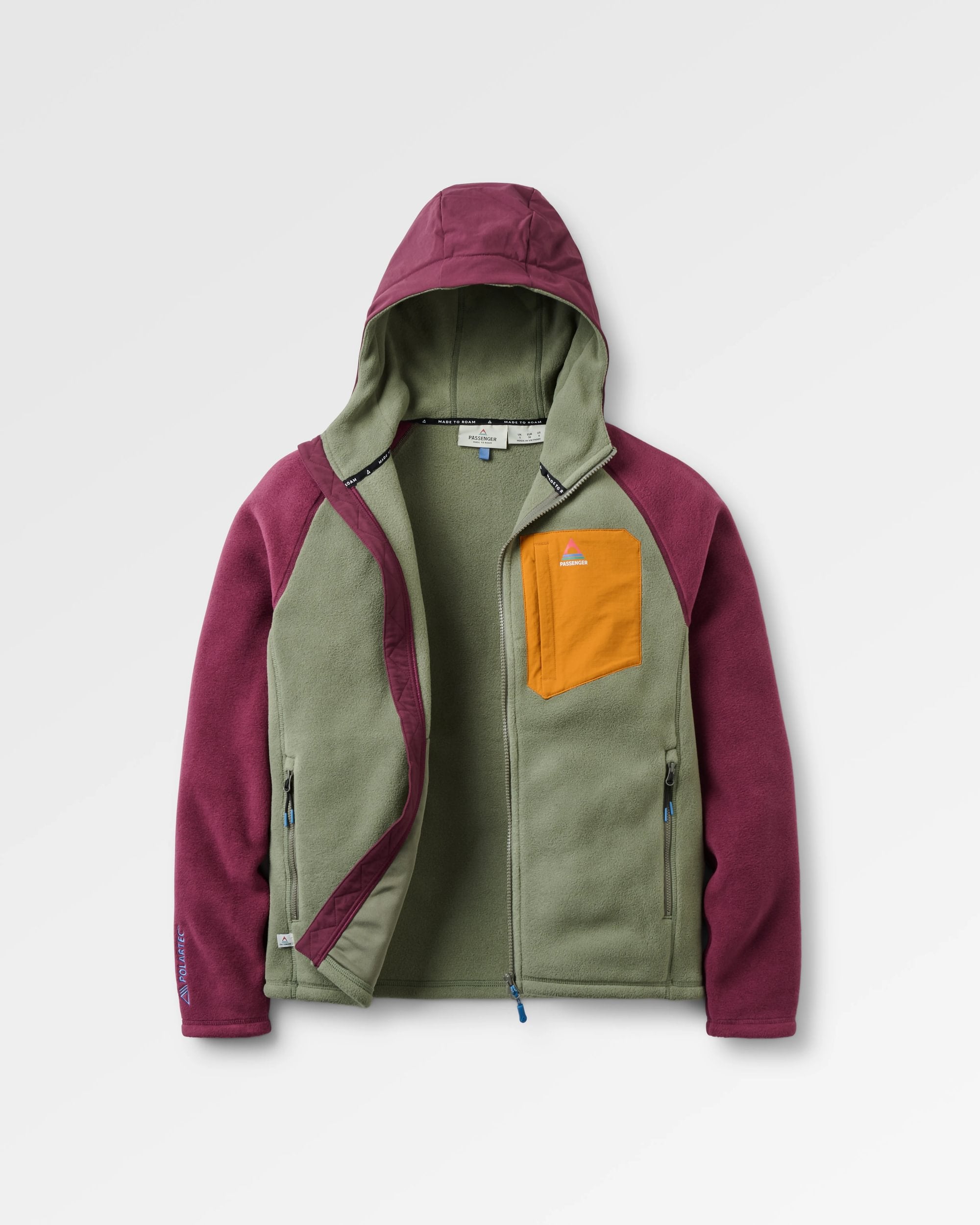 Sierrascape Women's Recycled Polartec® Fleece Hoodie - Fig/Dusty Olive  - Flatlay