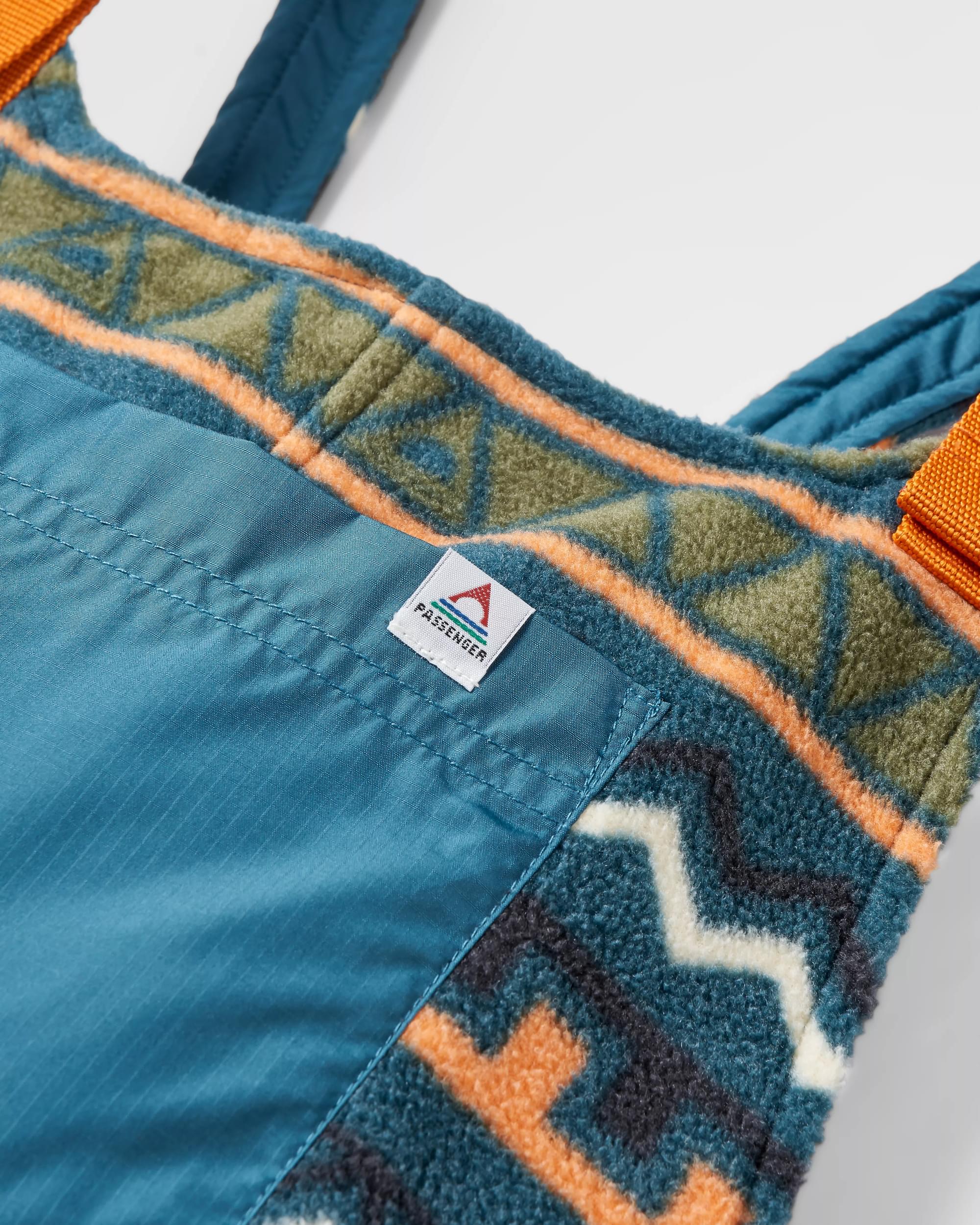Ace Recycled Polar Fleece Dungarees - Retro Geo Mediterranean - Flatlay