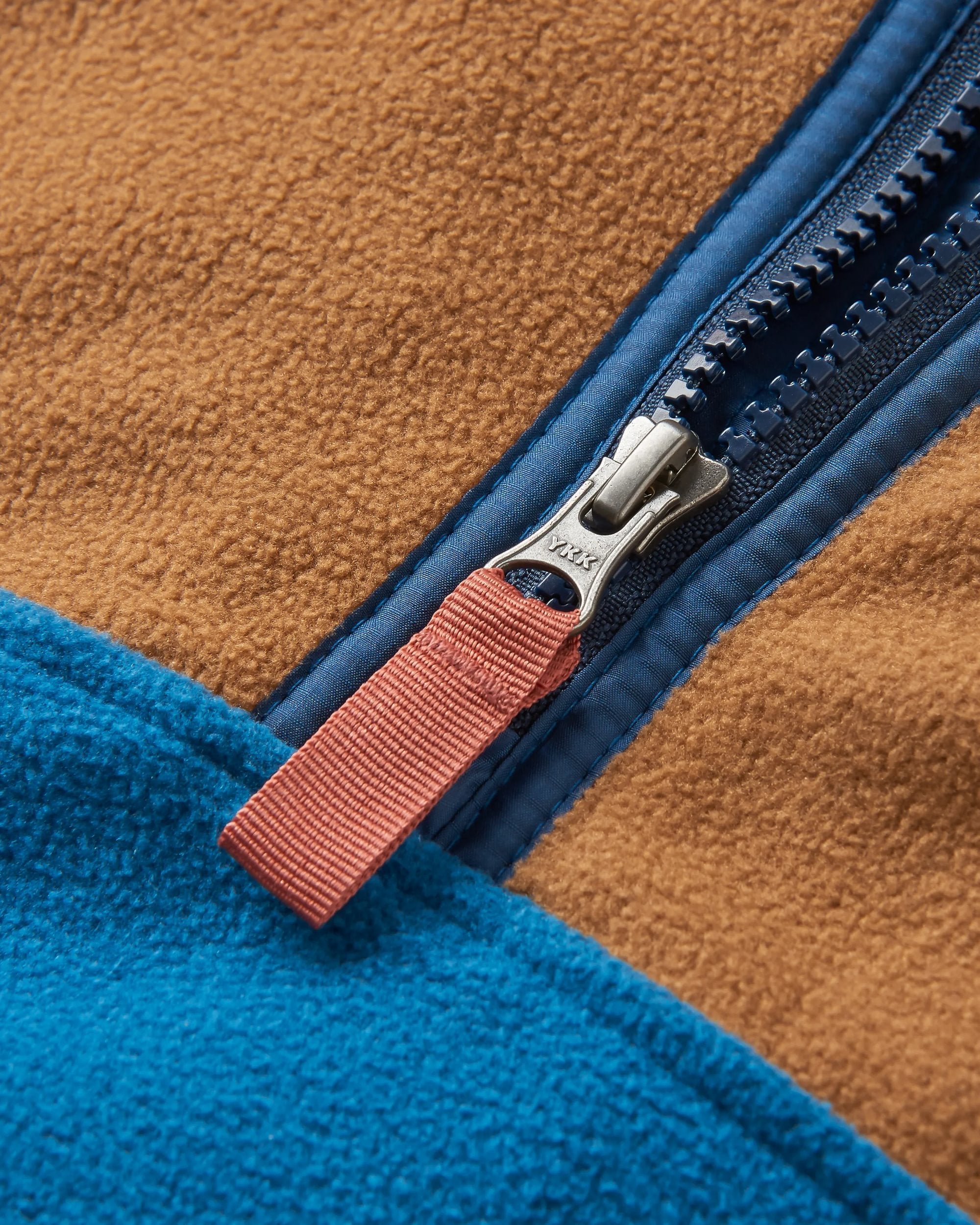 Set Off Recycled Polar Hooded Fleece - Toffee/Blue Steel - Flatlay