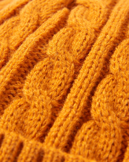 Fireside Recycled Cable Knit Beanie - Sunrise Orange - Flatlay