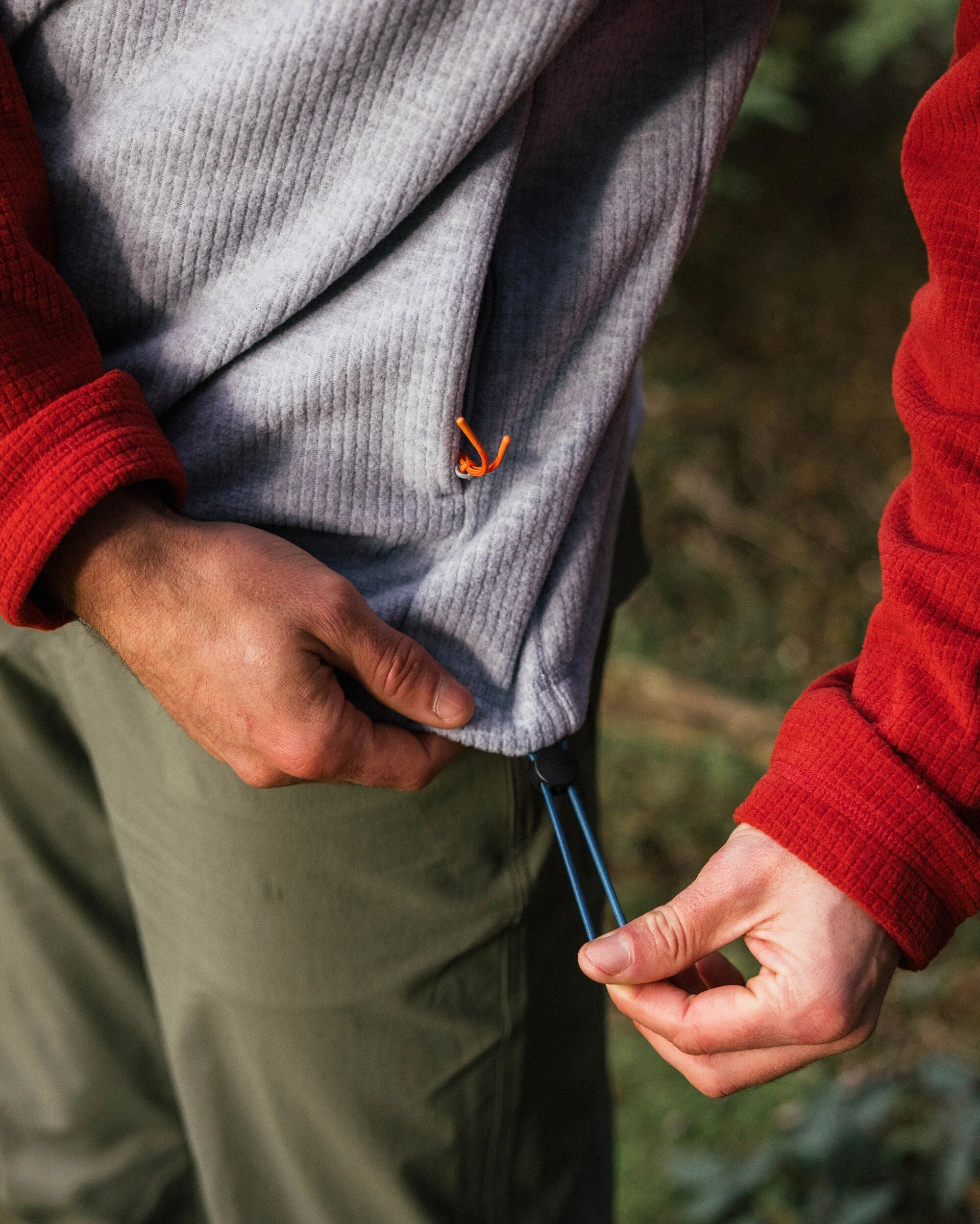 Overlook Recycled Grid Polar Fleece - Red Ochre/Grey Marl - Lifestyle