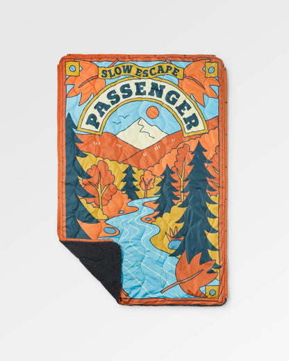 Cabin Recycled Sherpa Blanket - Retro Orange - Flatlay