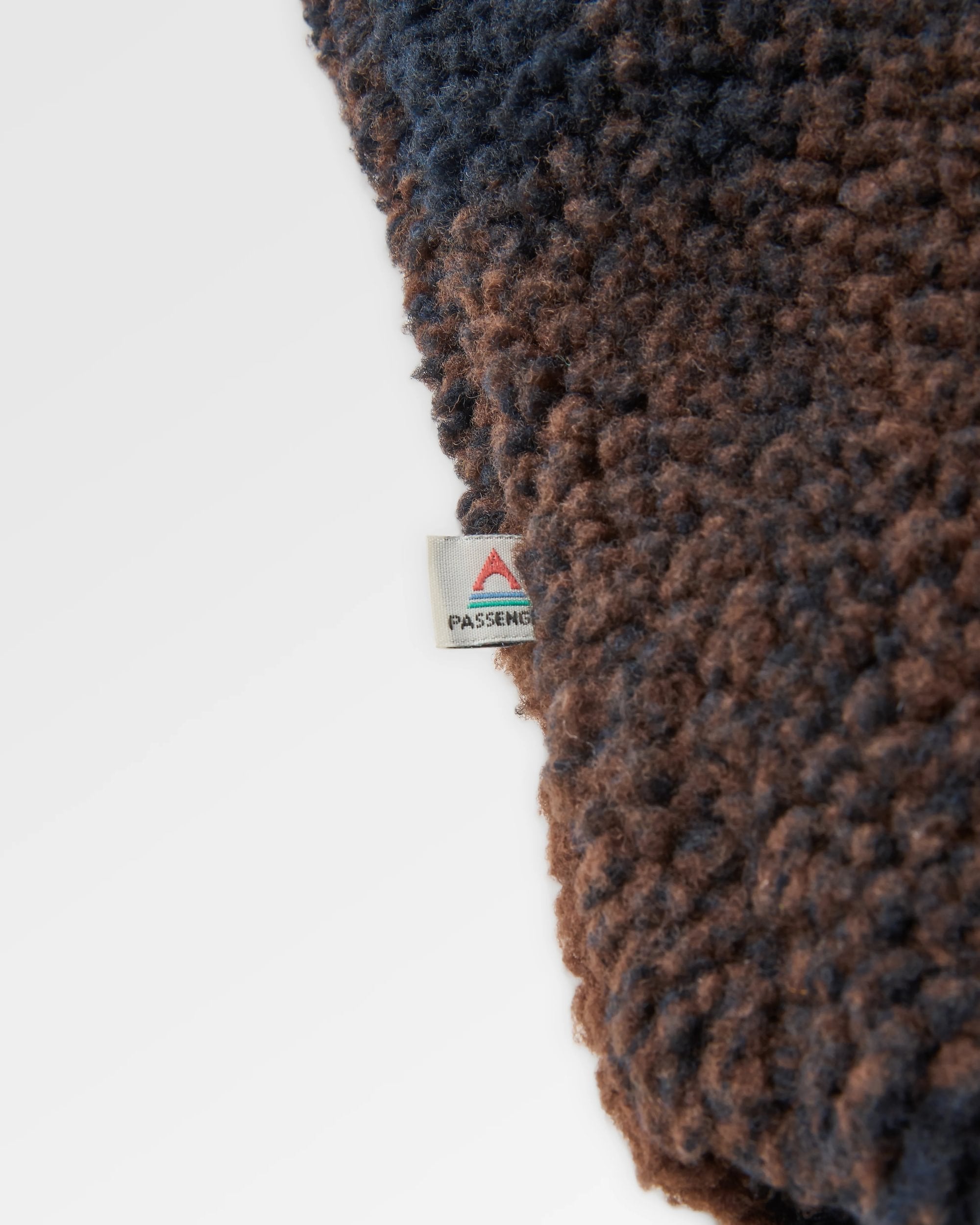 Cloudy Recycled Sherpa Fleece Shirt - Chestnut/Deep Navy Check - Flatlay