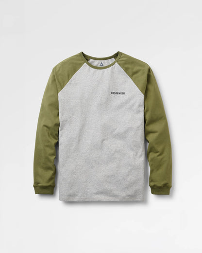 Roamer Raglan LS T-Shirt - Khaki/Grey Marl - Flatlay