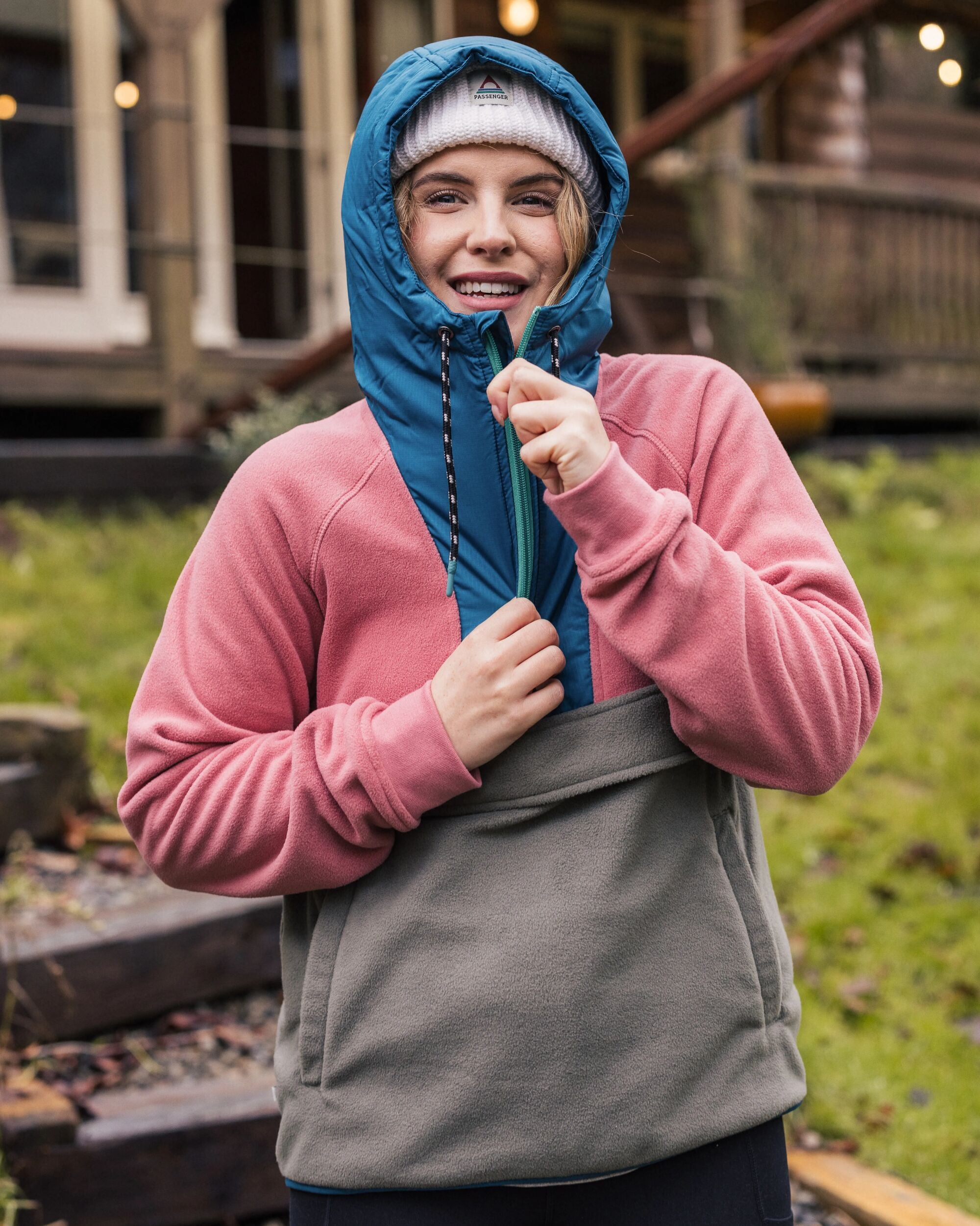 Alexander Recycled Polar Hooded Fleece - Dusty Rose - Lifestyle