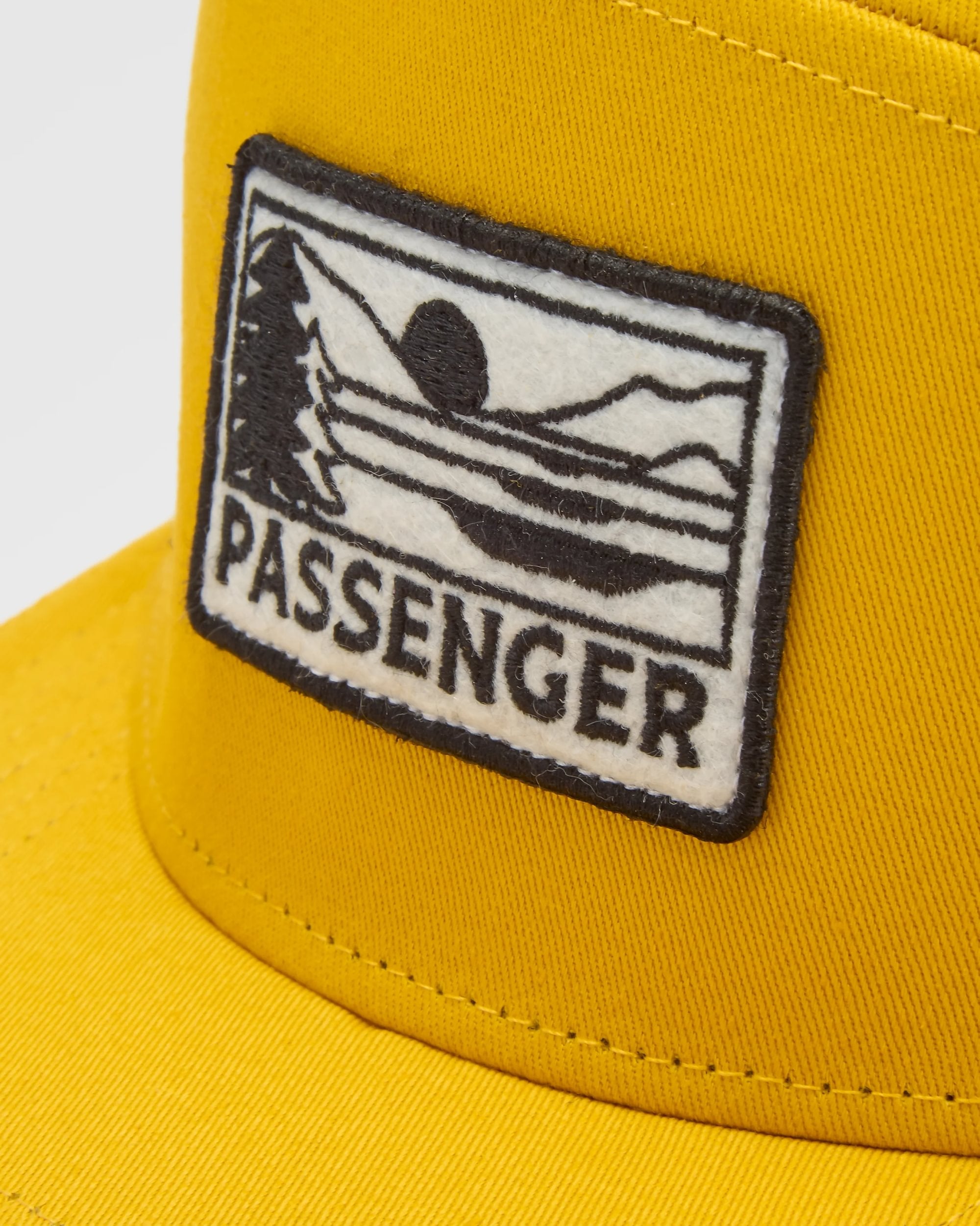 Roamer 7 Panel Organic Cotton Trucker Cap - Spruce Yellow - Flatlay