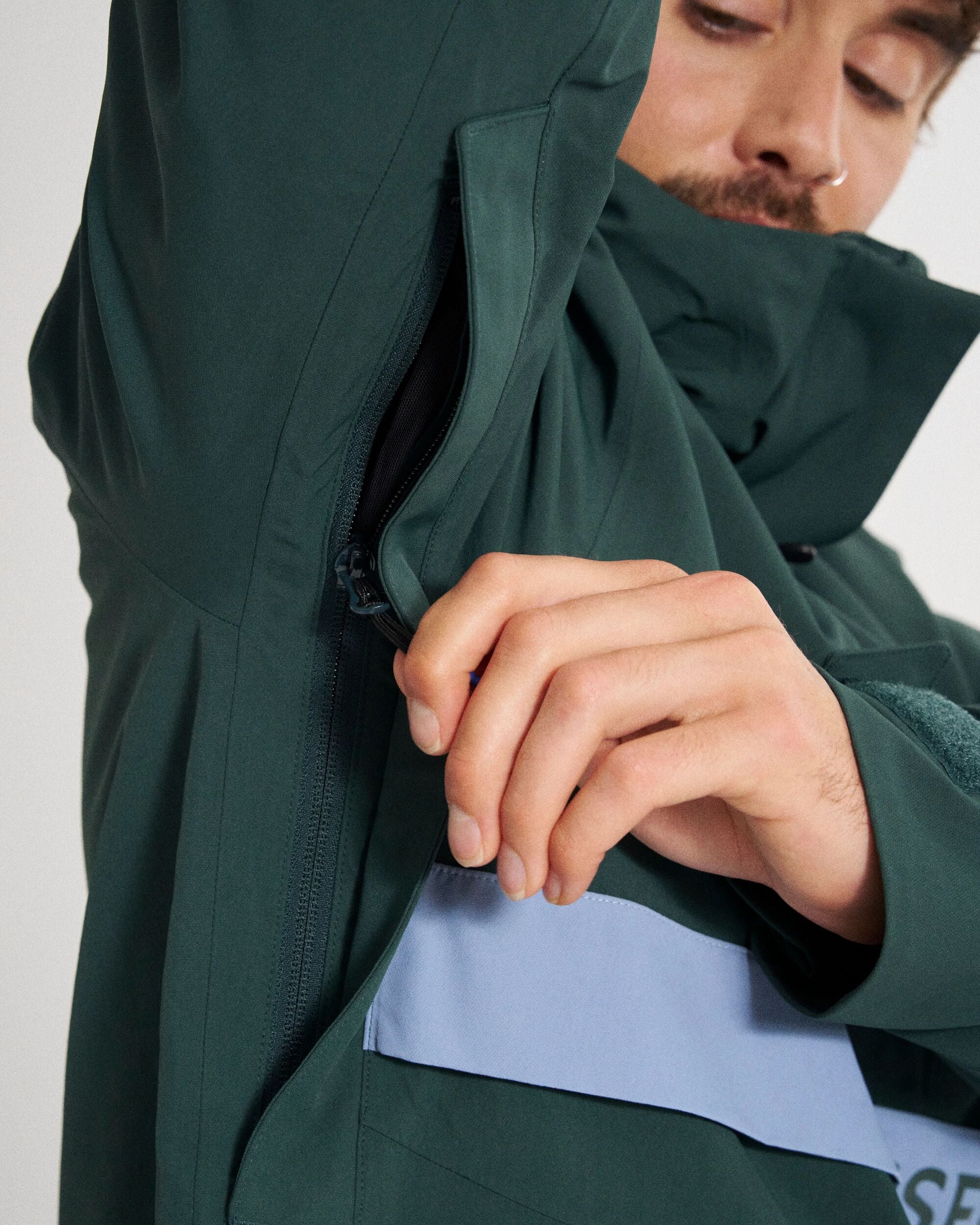 Snowscape Men's Recycled Anorak - Dark Fern  - Studio Model