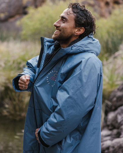 Escapism Recycled Sherpa Lined Changing Robe - Moonlight Blue - Lifestyle - Male