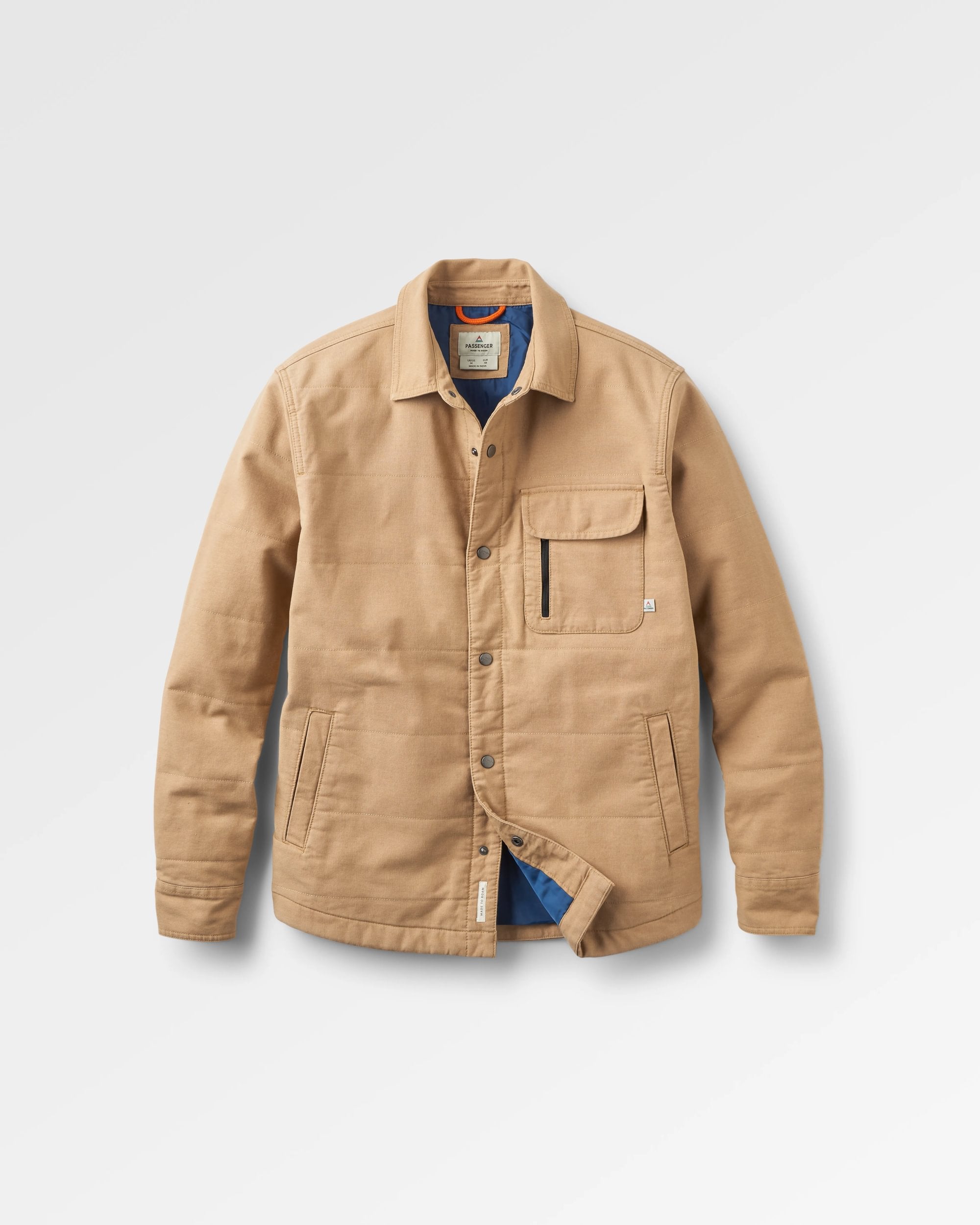 Taranaki Canvas Quilted Overshirt - Stone - Flatlay