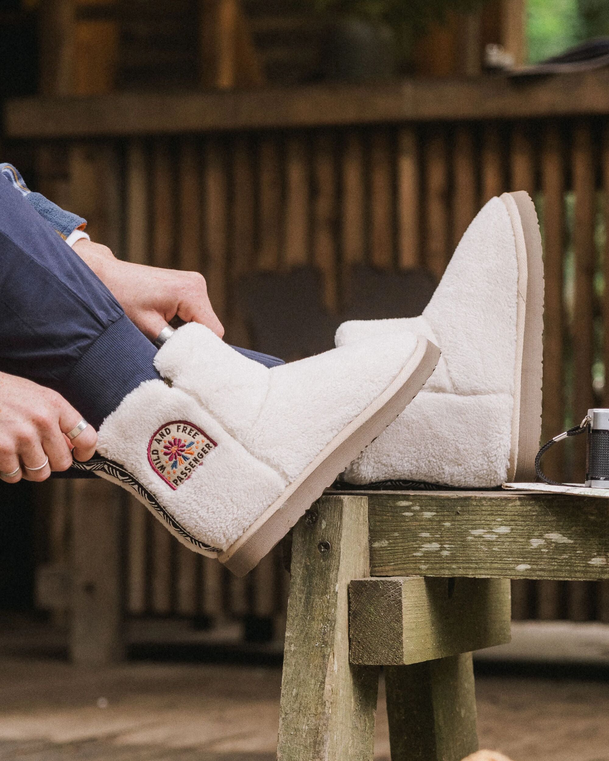 Hideaway Hut Sherpa Fleece Slipper - Birch - Lifestyle