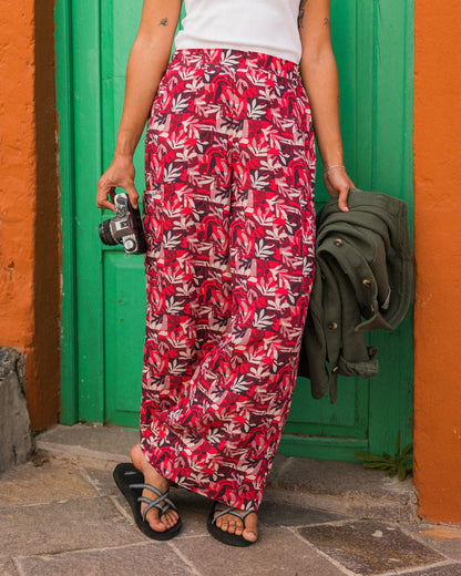 Someday Linen Trouser - Mountain Foliage Cranberry - Lifestyle