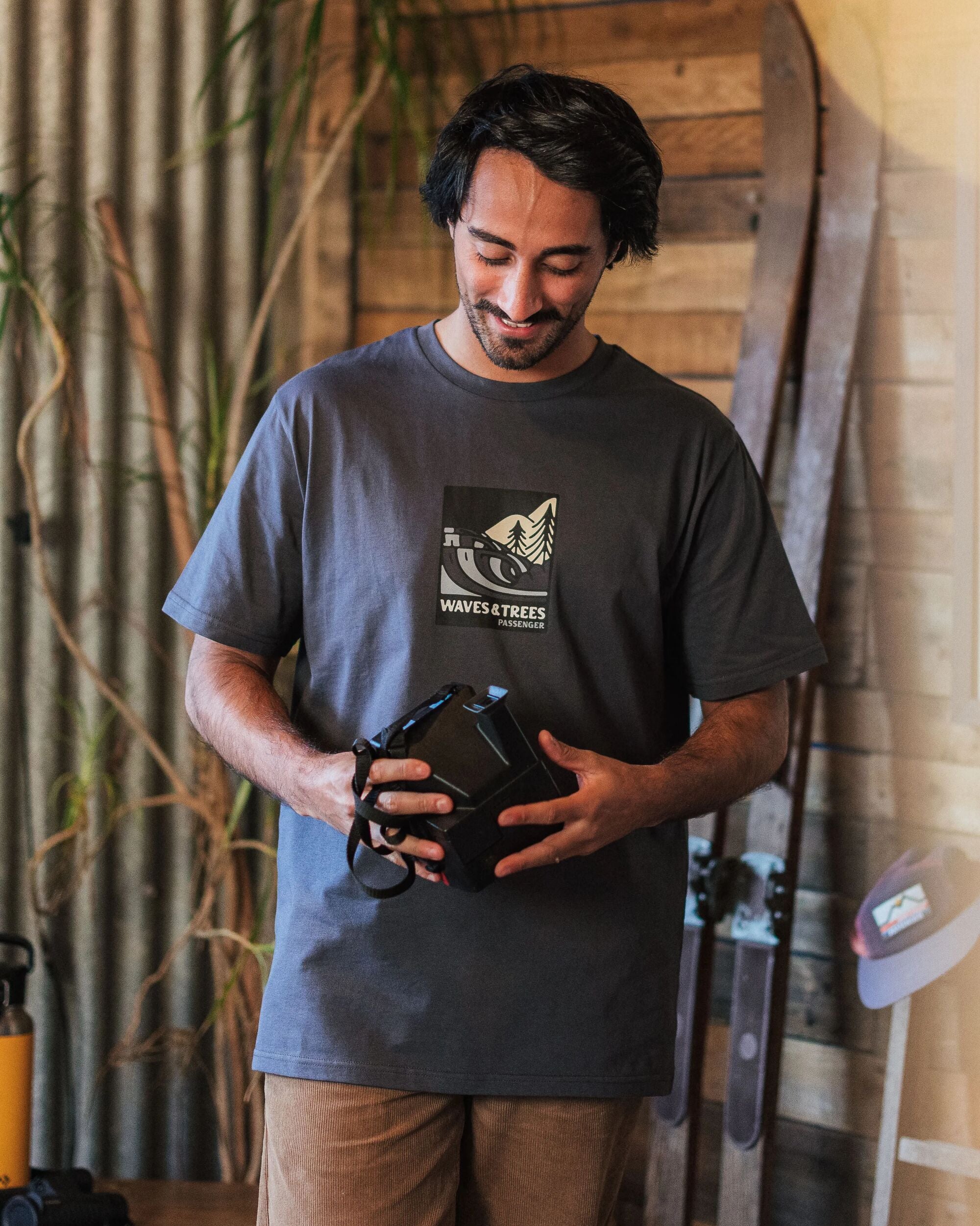 Waves & Trees Organic Cotton T-Shirt - Charcoal - Lifestyle