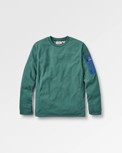 Forestscape Recycled Fleece Crew - Deep Ocean - Flatlay