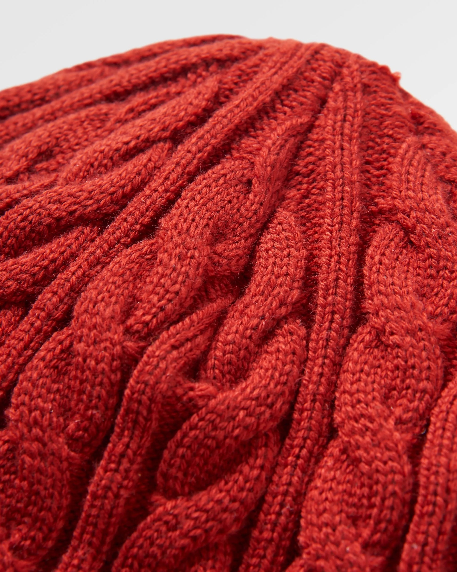 Fireside Recycled Cable Knit Beanie - Red Ochre