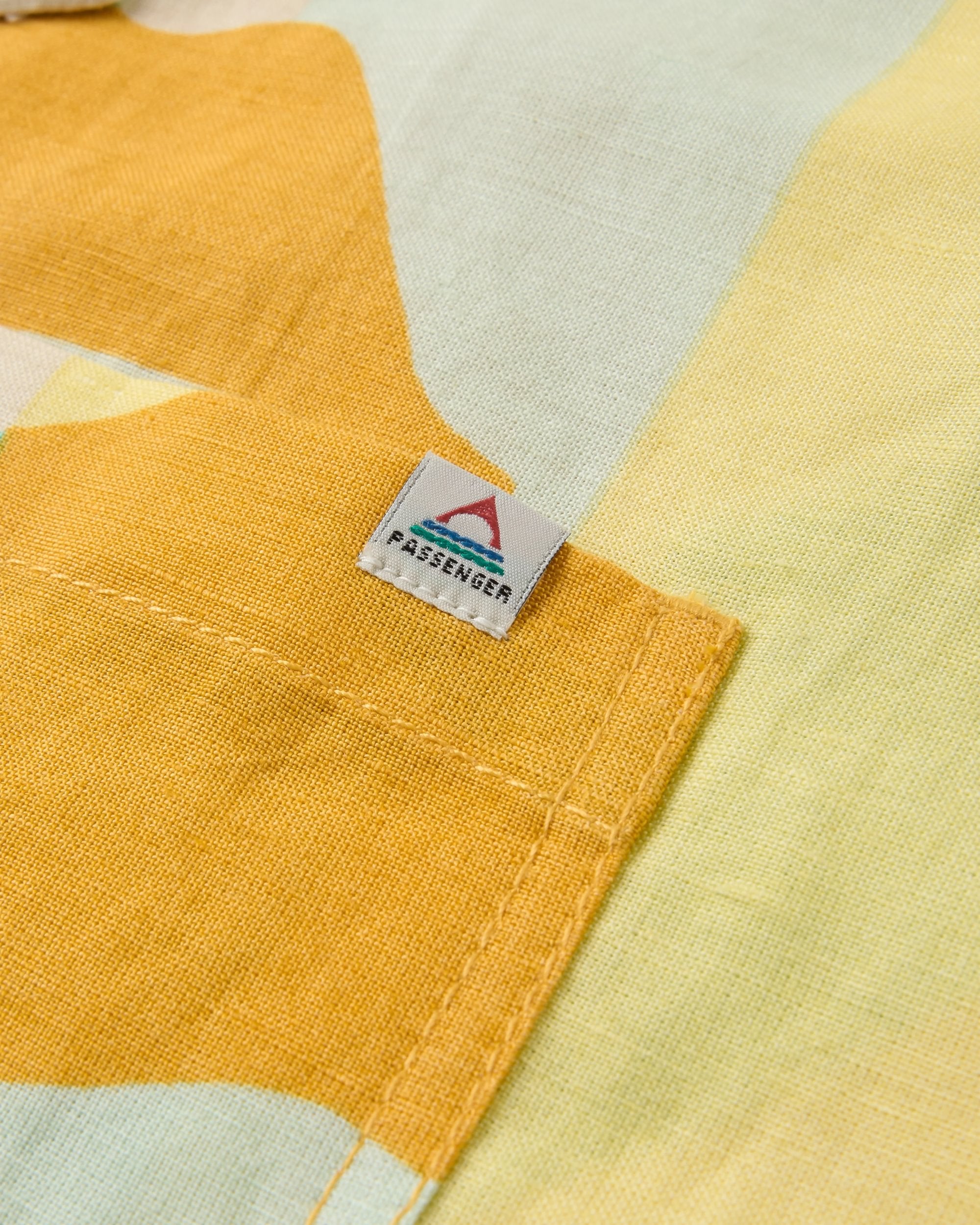 Arden Linen Short Sleeve Shirt - Vista Patchwork Yellow - Flatlay