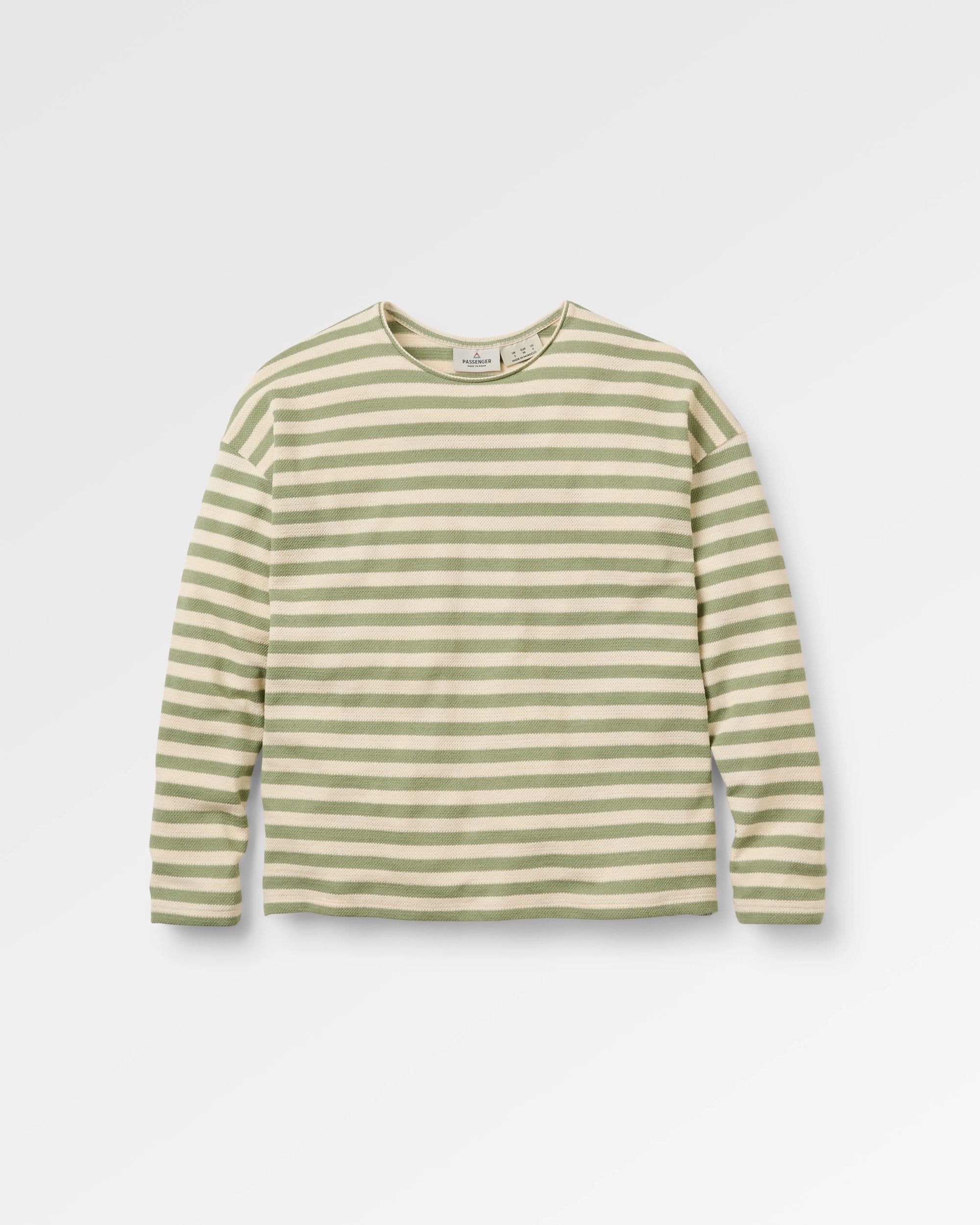 Panorama Striped LS T-Shirt - Stem Green - Flatlay