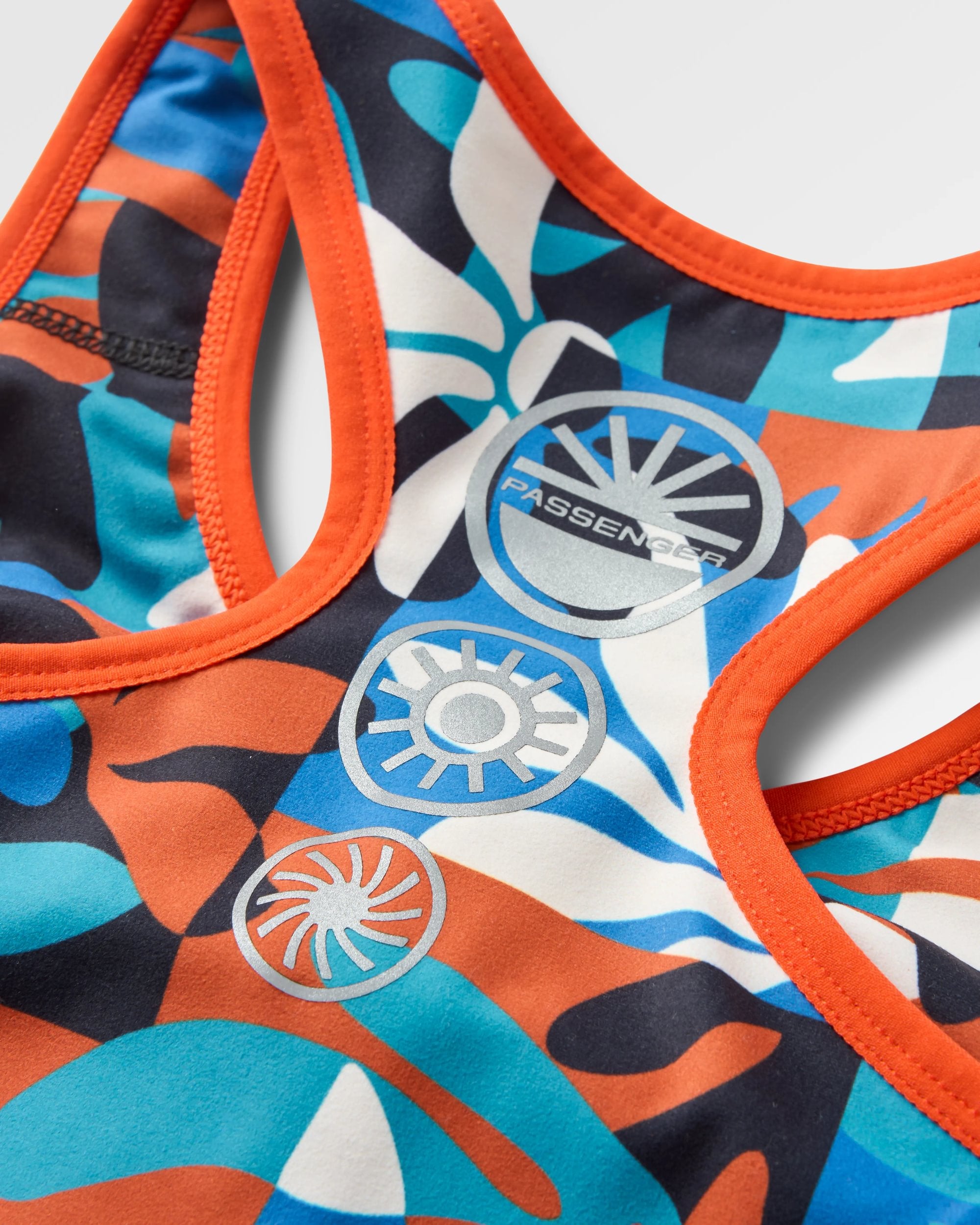 Mantra Recycled Active Crop Top - Mountain Foliage Blue - Flatlay