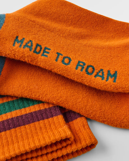 Organic Midweight Crew Socks - Retro Orange - Flatlay