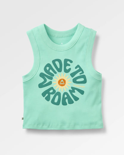 Easy Days Ribbed Graphic Vest - Aquamarine - Flatlay