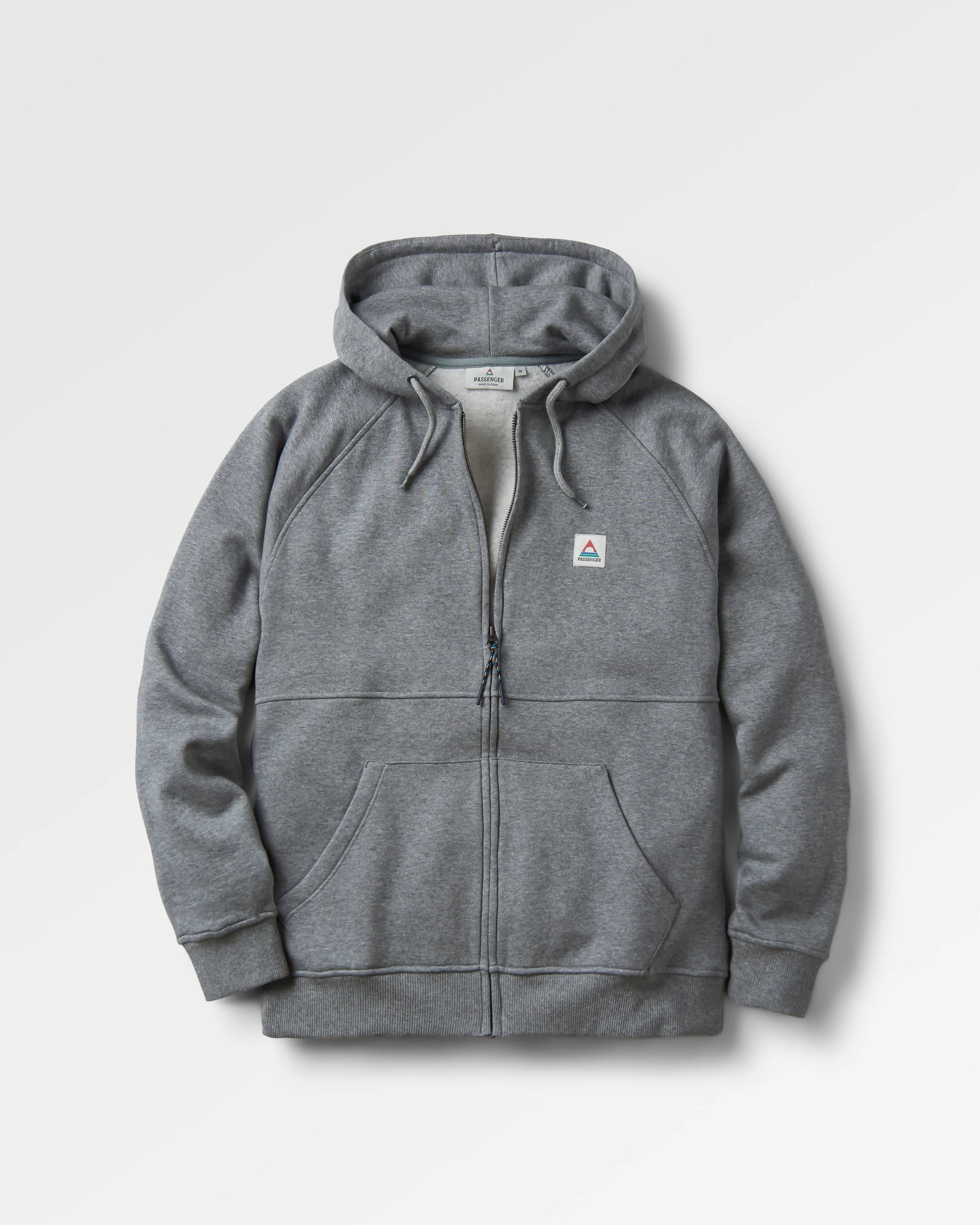 Heritage Full Zip Recycled Cotton Hoodie - Dark Grey Marl - Flatlay