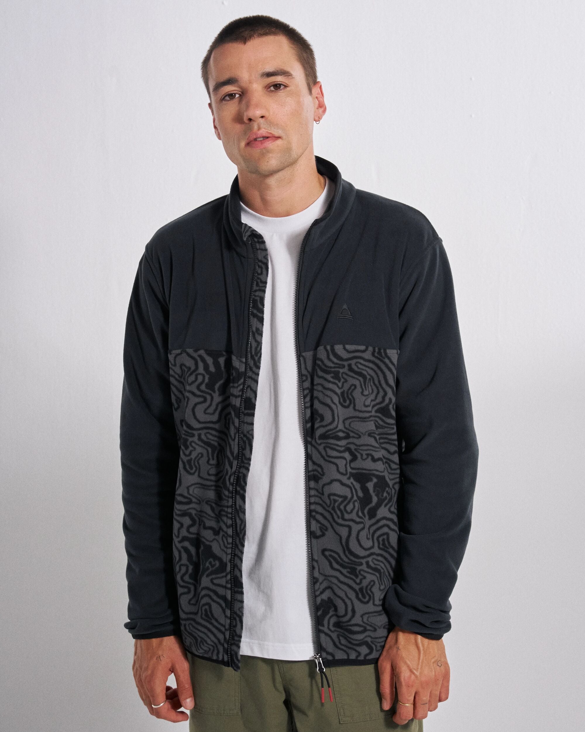 Set Off Polartec® Full Zip Fleece - Strata Swirl Black - Studio Model