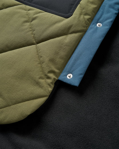 Campscape Recycled Fleece Lined Parka - Black/Khaki - Flatlay