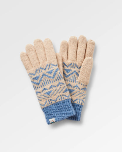 Nurture Recycled Knitted Gloves - Faded Denim/Stone - Flatlay