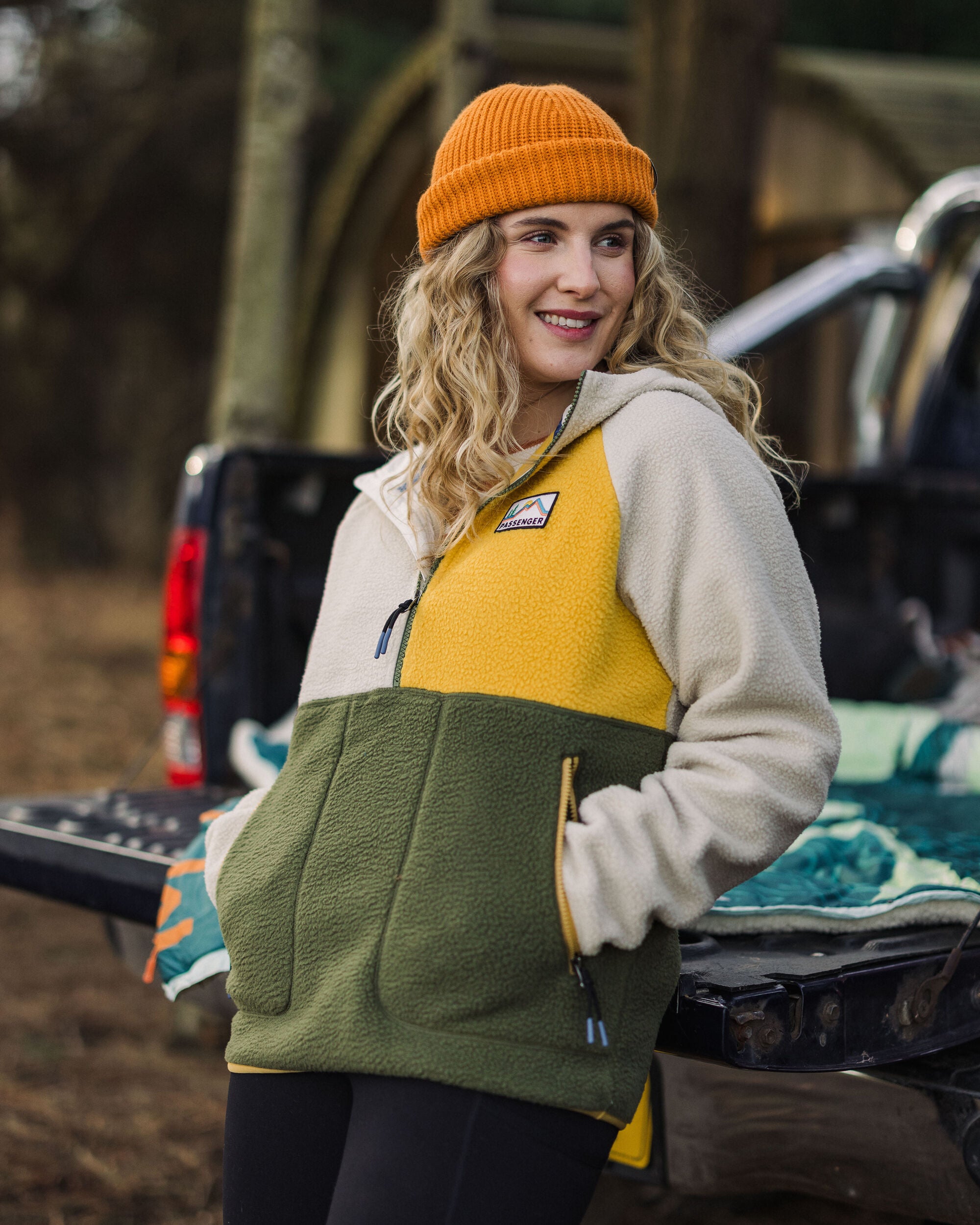 Maine 1/2 Zip Recycled Sherpa Fleece - Khaki - Lifestyle