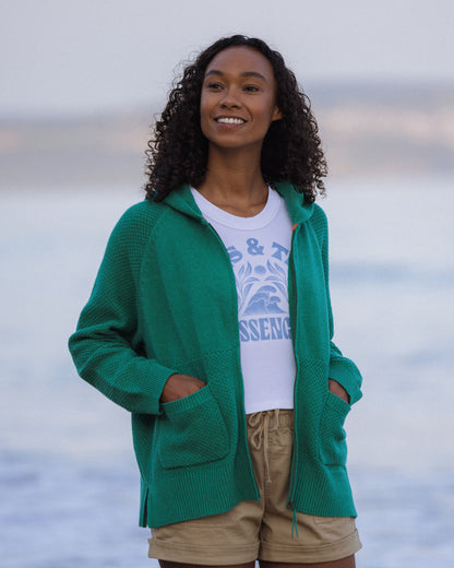 Cove Full Zip Organic Cotton Knitted Hoodie - Greenlake - Lifestyle