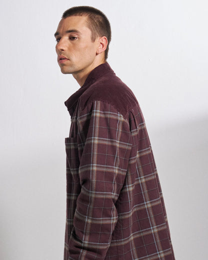 Kodiak Sherpa Lined Overshirt - Brambleberry Check - Studio Model