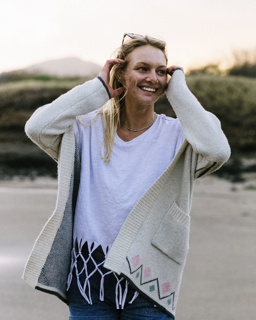 Leif Recycled Yarn Cardigan - Off White