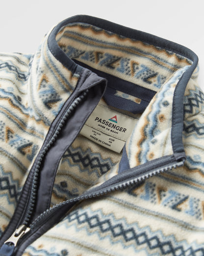 Set Off Recycled Polar 1/4 Zip Fleece - Geo Stripe Birch  - Flatlay