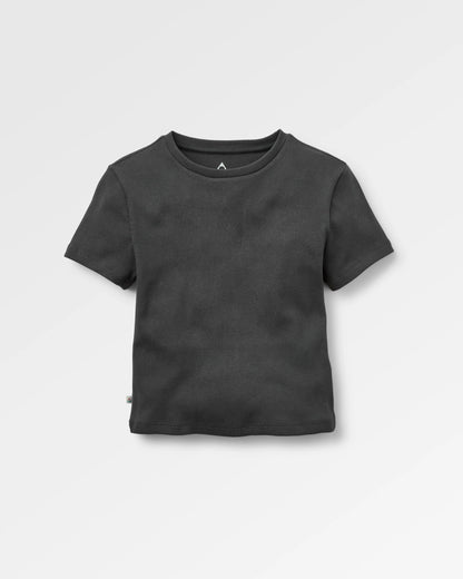 Out There Ribbed T-Shirt - Faded Black - Flatlay