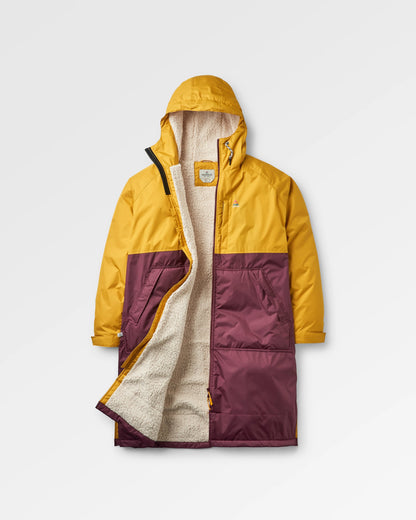 Waves Recycled Sherpa Lined Changing Robe - Fig/Heritage Yellow - Flatlay