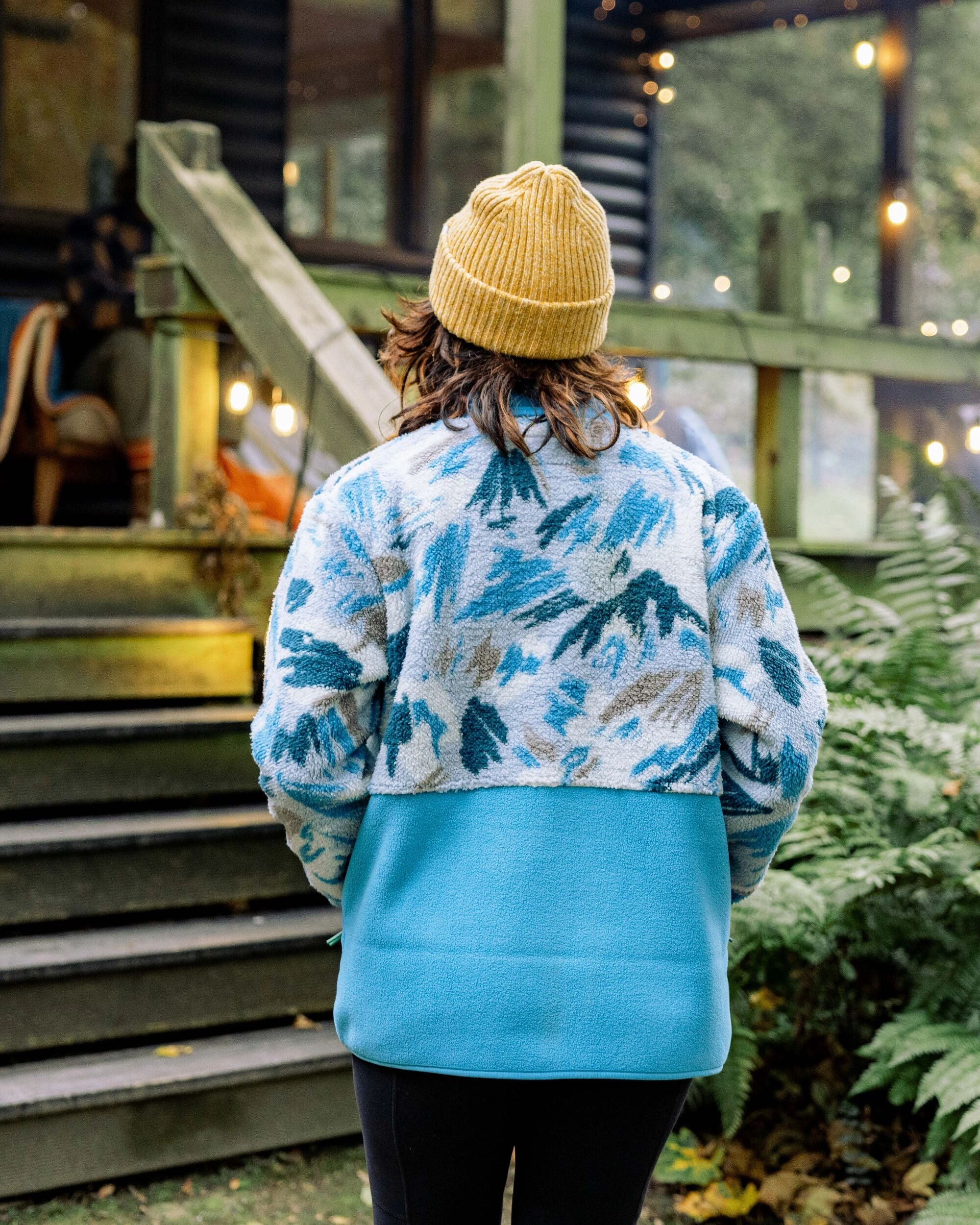 Navegado Recycled Soft-Touch Sherpa Fleece - Abstract Mountain Blue Fog - Lifestyle