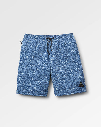 Drifter NetPlus® Beach Linerless Short - Waves Dark Denim - Flatlay