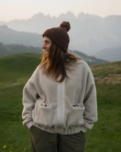 Lucia Recycled Sherpa Fleece - Vintage White - Lifestyle