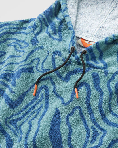 Shoreline Cotton Towel Poncho - Strata Swirl Arctic - Flatlay
