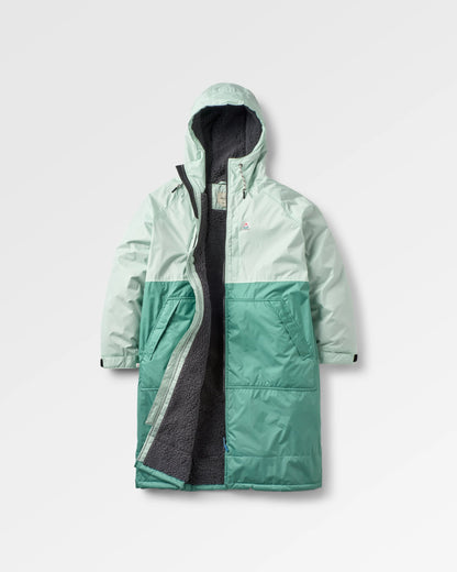 Waves Recycled Sherpa Lined Changing Robe - Spearmint/Deep Ocean - Flatlay