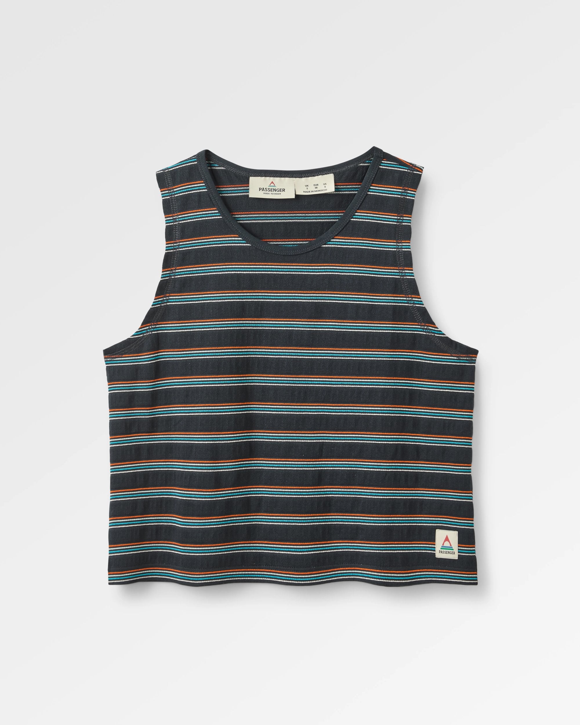 Retro Vibes Organic Cotton Vest - Black Multi Stripe - Flatlay