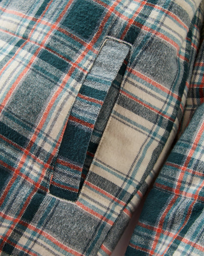 Taranaki Quilted Overshirt - Off White/Dark Fern Check - Flatlay