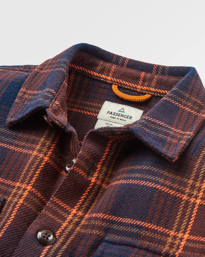 Island Twill Shirt - Rich Navy/Espresso Check - Flatlay