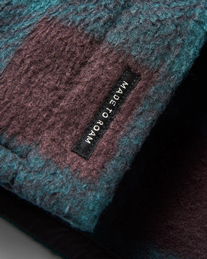 Backcountry Recycled Sherpa Fleece Shirt - Dark Fern/Espresso Check - Flatlay