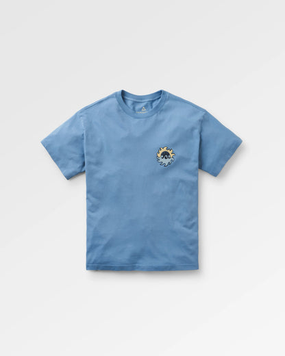 Dune Recycled Cotton Relaxed Fit T-Shirt - Faded Denim - Flatlay